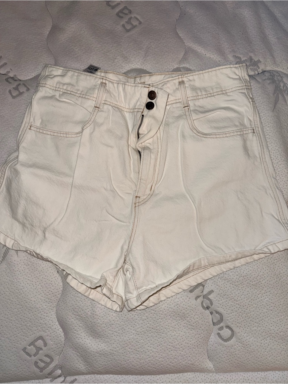 Levi's High-Waist White Denim Shorts